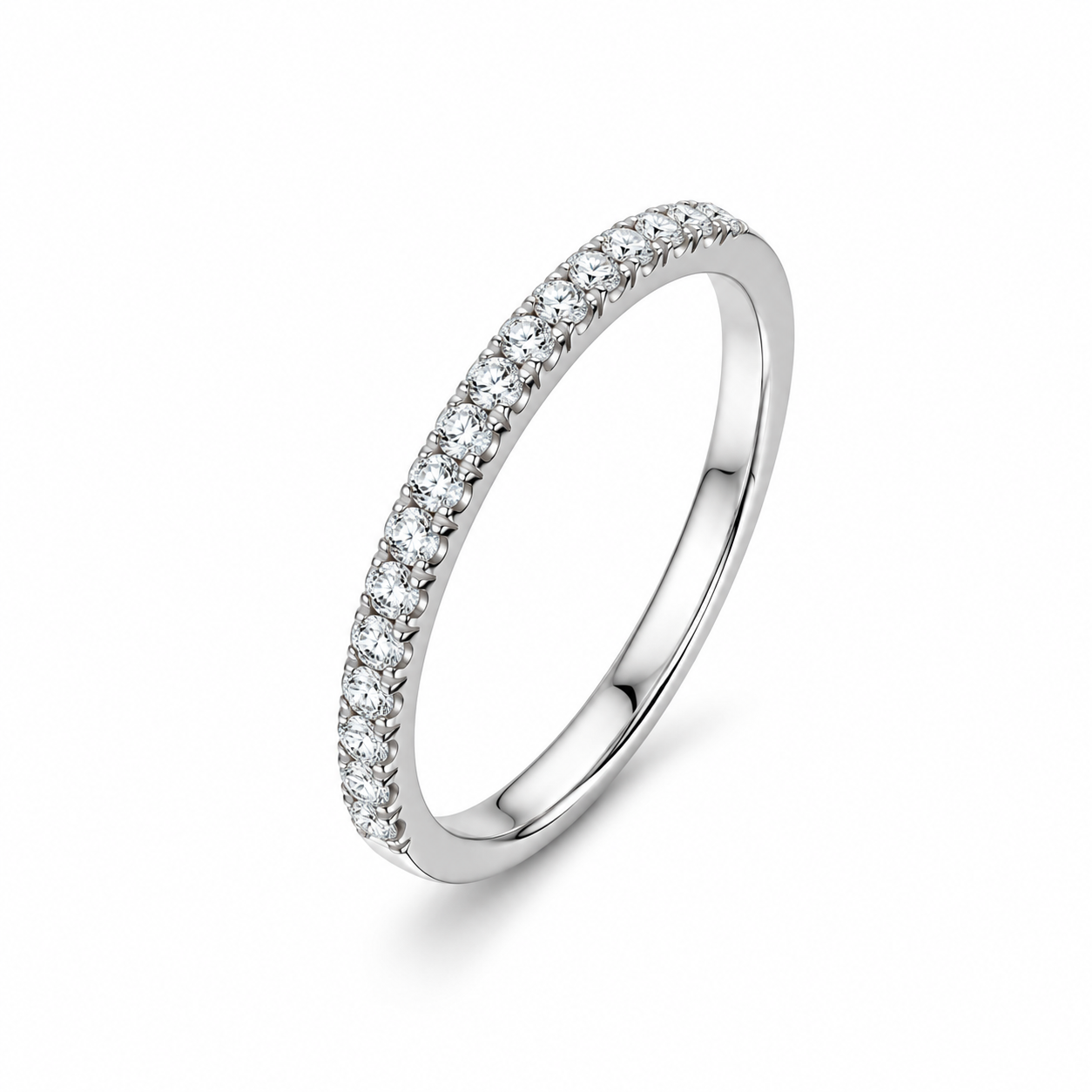 Anillo Demi-Lune — Oro blanco 18k o platino 950, diamante de laboratorio