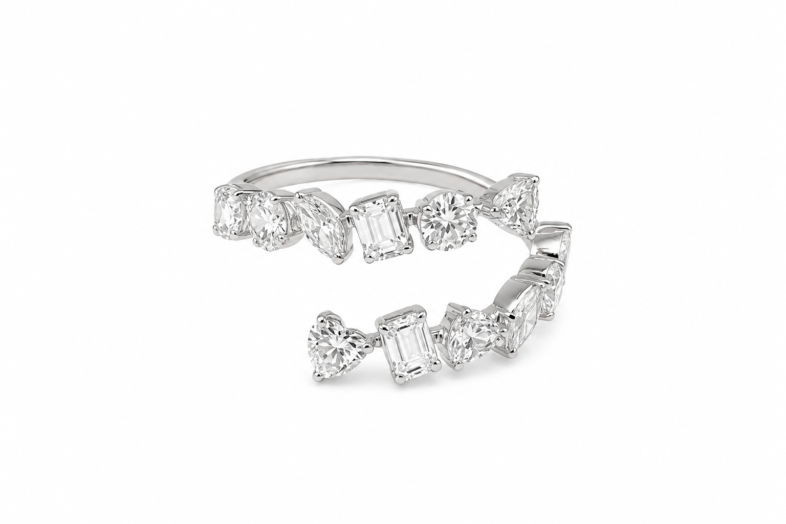 Anillo Tourbillon — Oro blanco 14k, diamante de laboratorio