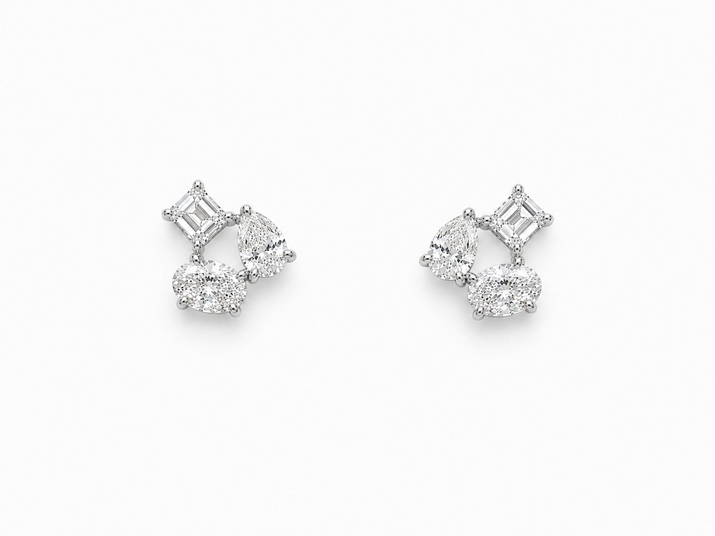 Aros Bouquet — Oro blanco 14k, diamante de laboratorio