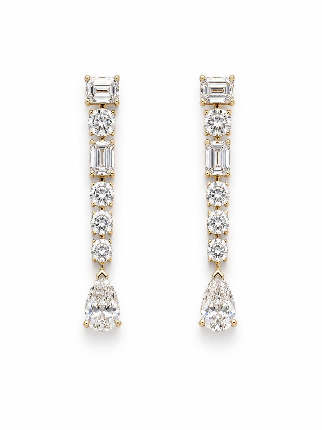 Aros Cascade — Oro amarillo 14k, diamante de laboratorio