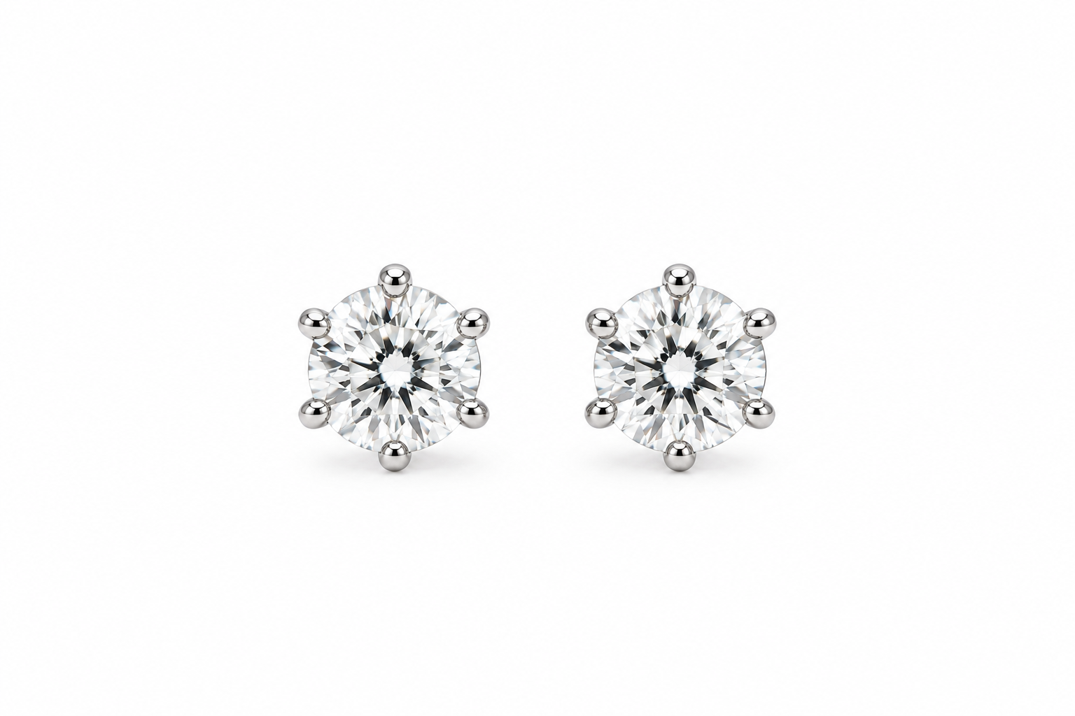 Studs Couronne — Oro blanco 18k, diamante de laboratorio