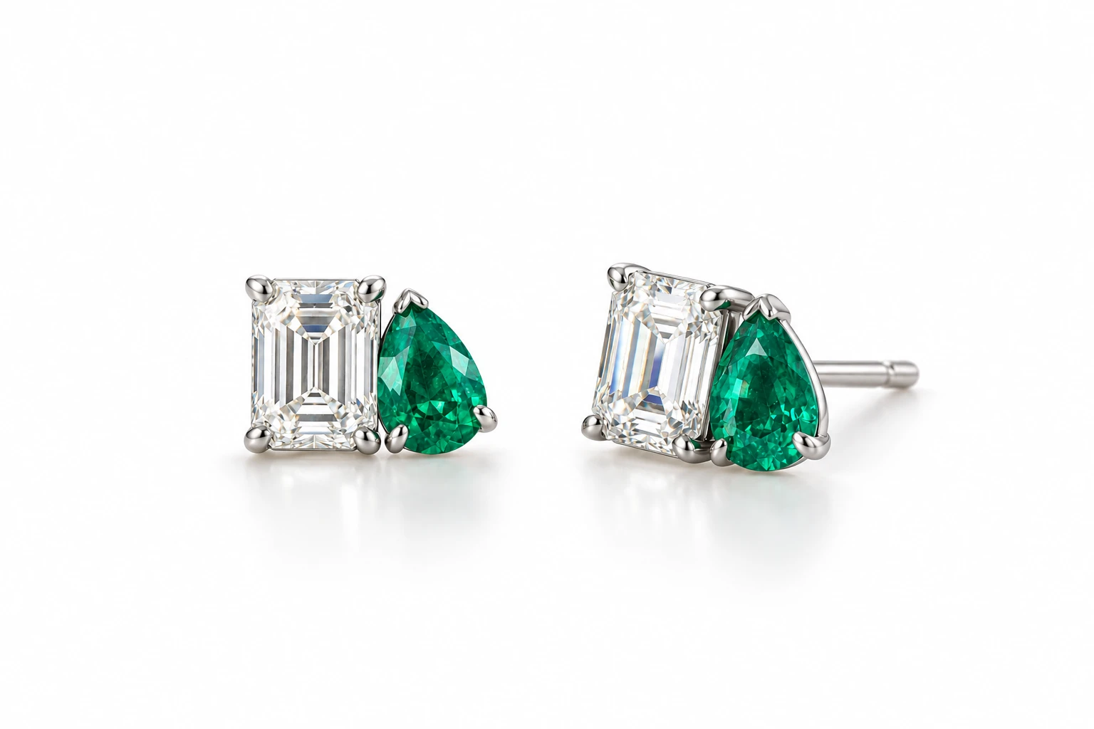 Studs Vert — Oro blanco 14k, diamante de laboratorio