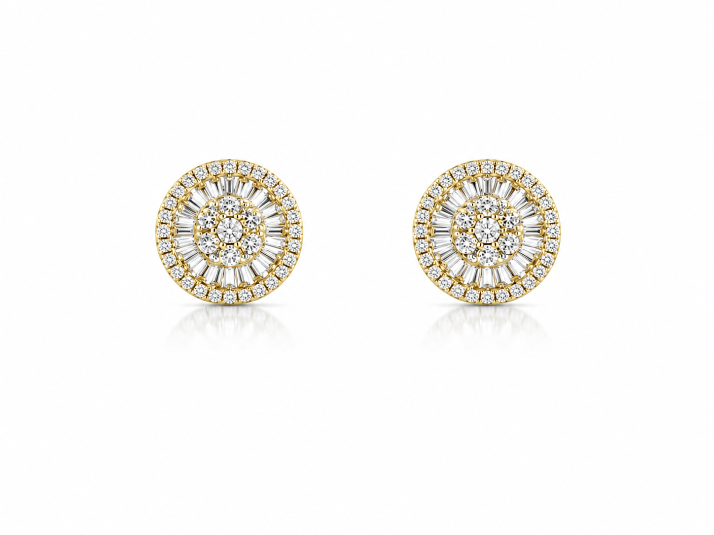 Studs Rosace — Oro amarillo 18k, diamante natural