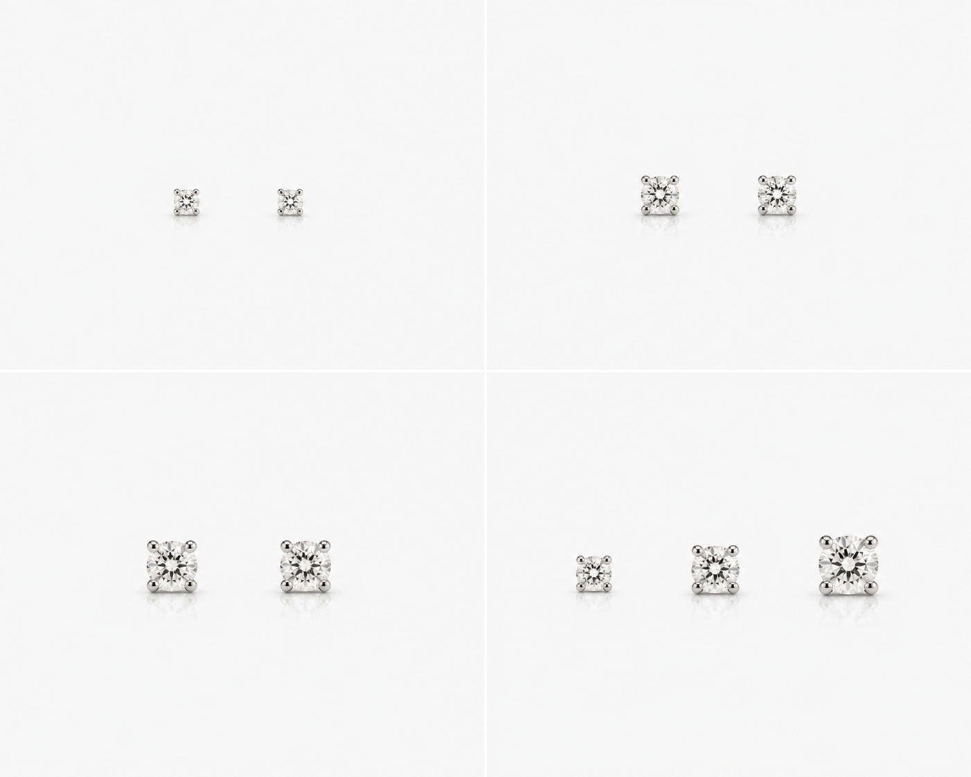 Studs Solitaire — Oro blanco 18k, diamante natural