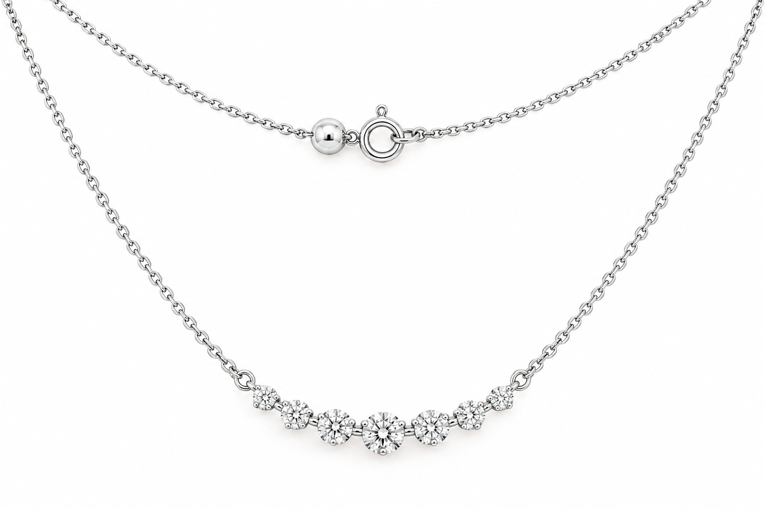 Collar Sourire — Oro blanco 14k, diamante de laboratorio