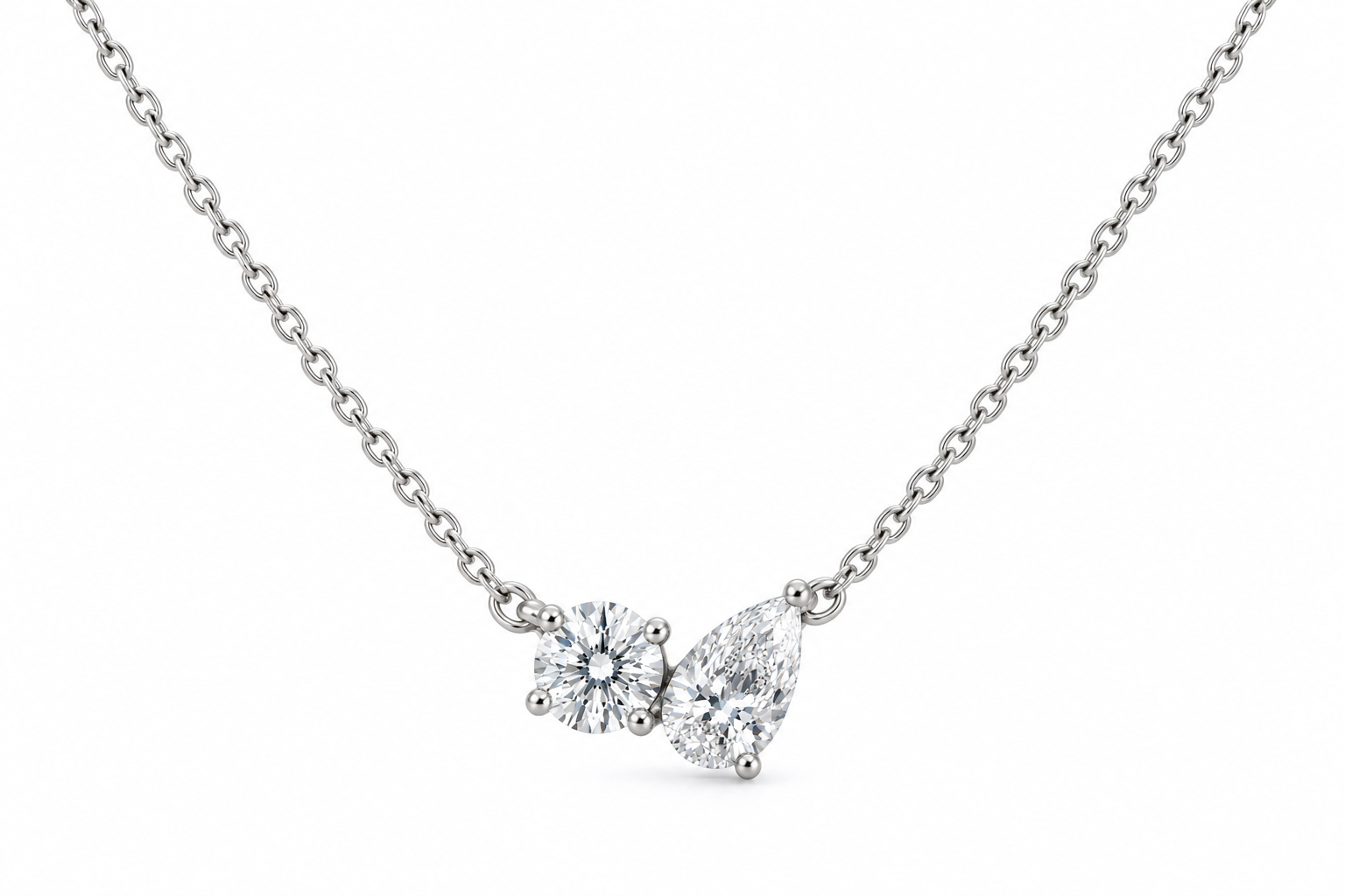 Collar Toi et Moi — Oro blanco 18k, diamante de laboratorio