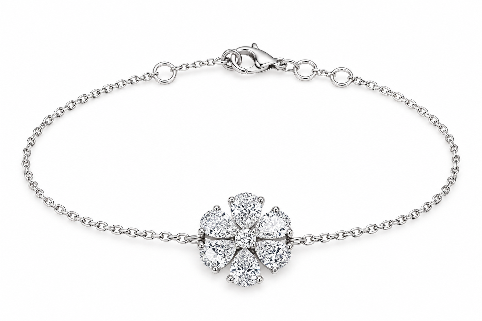 Pulsera Marguerite — Oro blanco 18k, diamante de laboratorio